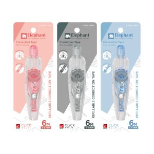 เทปลบคำผิด ตราช้าง Click 5มม. x 6ม. คละสี