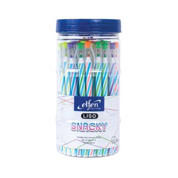 ปากกาลูกลื่น เอลเฟ่น Liso Snacky หมึกน้ำเงิน (คละสี) (กระบอก 50 แท่ง)