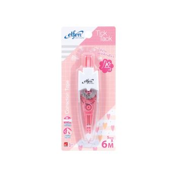 เทปลบคำผิด Elfen ทิคแท็ค 5มม. x 6ม. สีชมพู