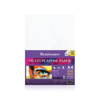 กระดาษวาดเขียนร้อยปอนด์ชนิดหยาบ+เรียบ เรนาซองซ์ 200แกรม A4 (ห่อ/50แผ่น)