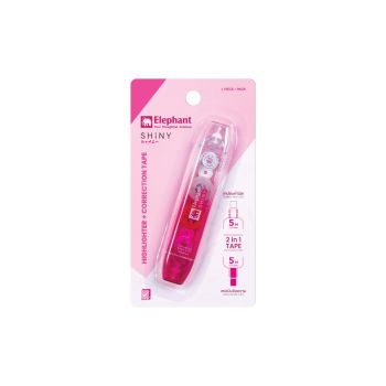 เทปลบคำผิด & ไฮไลท์เตอร์ ตราช้าง CHT Shiny สีชมพู